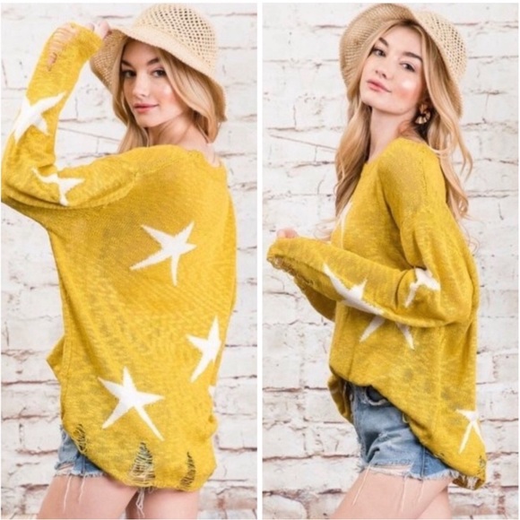 Star print distressed knit sweater - Picture 5 of 8